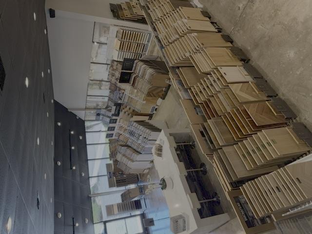Main Street Kitchen & Flooring showroom — flooring display wall